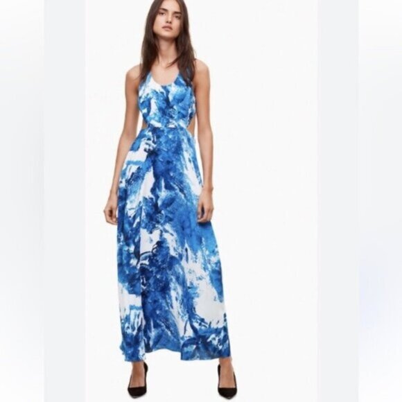 Aritzia Talula Peekaboo Maxi Dress Blue White XS - Picture 1 of 12